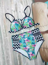 Charger l&#39;image dans la galerie, Push Up Flower Print High Waist Bikini Set